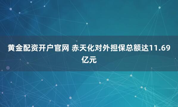 黄金配资开户官网 赤天化对外担保总额达11.69亿元