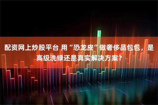 配资网上炒股平台 用“恐龙皮”做奢侈品包包，是高级洗绿还是真实解决方案？